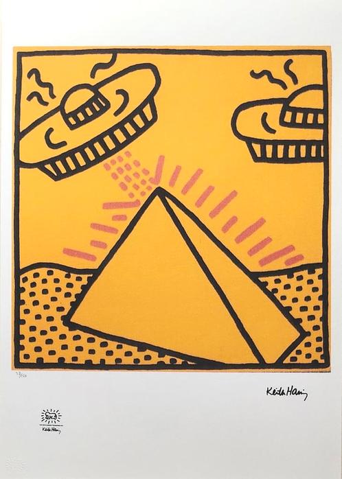 Keith Haring - Pyramid with UFO's, Antiek en Kunst, Kunst | Litho's en Zeefdrukken, Ophalen of Verzenden