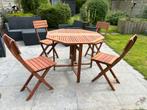 Tuintafel en 4 stoelen in teak, Jardin & Terrasse, Tables de jardin, Comme neuf, Enlèvement ou Envoi
