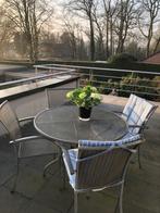 aluminium tuin meubelset met 4 zitplaatsen, Ophalen, Gebruikt, Aluminium, Stapelbaar