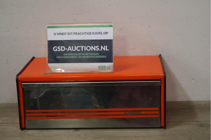 Vintage Oranje Emaille Broodtrommel van Brabantia, Verzamelen, Retro