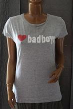 T-shirt I love badboys grijs Large, Gedragen, Grijs, Maat 42/44 (L), Ophalen of Verzenden