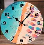 Ronde wandklok van hout Strandscene (25cm), Enlèvement ou Envoi, Neuf, Horloge murale