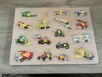 Houten kinderpuzzle voertuigen (16 stuks), 2 tot 4 jaar, 10 tot 50 stukjes, Ophalen of Verzenden, Zo goed als nieuw