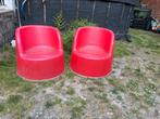 Rode plastiek kuipstoeltjes, Tuin en Terras, Tuinstoelen, Ophalen, Gebruikt