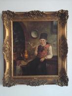 MOOI OUD SCHILDERIJ " OUDE MAN MET PIJP " IN BAROKKE LIJST, Ophalen