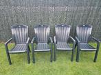 4x Jardin tuinstoel Santorini donker blauw 65x61x99cm, Tuin en Terras, Ophalen, Zo goed als nieuw, Plastic, Stapelbaar