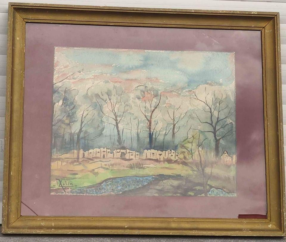 Aquarelle signe jean colin, Antiquités & Art, Enlèvement ou Envoi