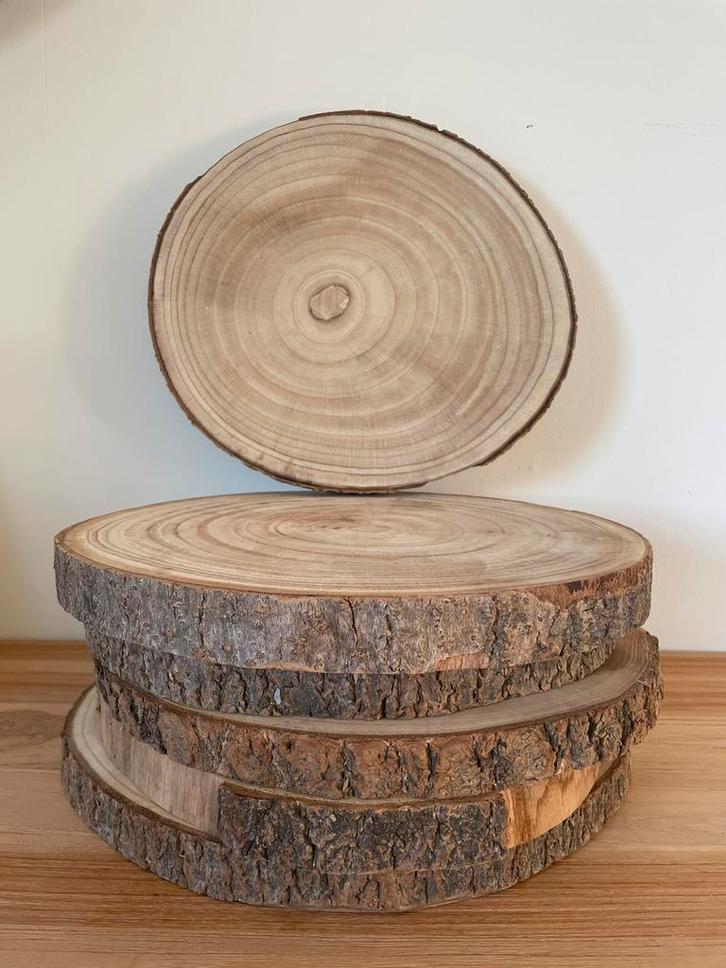 Houten schijf en kaarshouders, Huis en Inrichting, Woonaccessoires | Onderzetters, Gebruikt, Ophalen