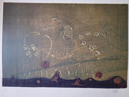 Litho Manuel Bea Cervera Abstracte compositie uit 1971, Antiek en Kunst, Antiek | Tapijten, Tafelkleden en Textiel, Ophalen