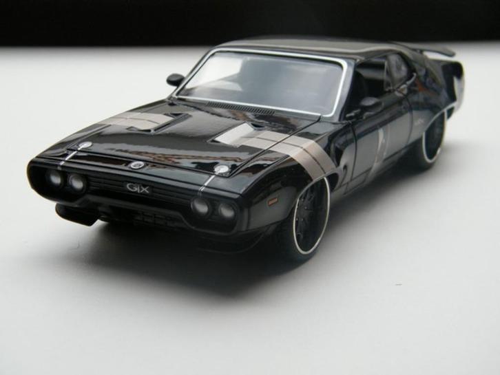 modelauto Plymouth GTX Fast and Furious 8 – Jada Toys 1:24, Hobby en Vrije tijd, Modelauto's | 1:24, Nieuw, Auto, Jada, Verzenden