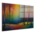 Kleurrijke bomen Glasschilderij 105x70cm + Ophangsysteem, Antiek en Kunst, Verzenden