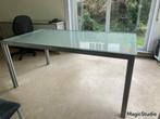 Glazen tafel, Huis en Inrichting, Tafels | Eettafels, Ophalen, Gebruikt, 50 tot 100 cm, Vijf personen of meer