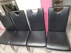 4 chaises noire avec pied inox., Maison & Meubles, Chaises, Synthétique, Quatre, Noir, Enlèvement
