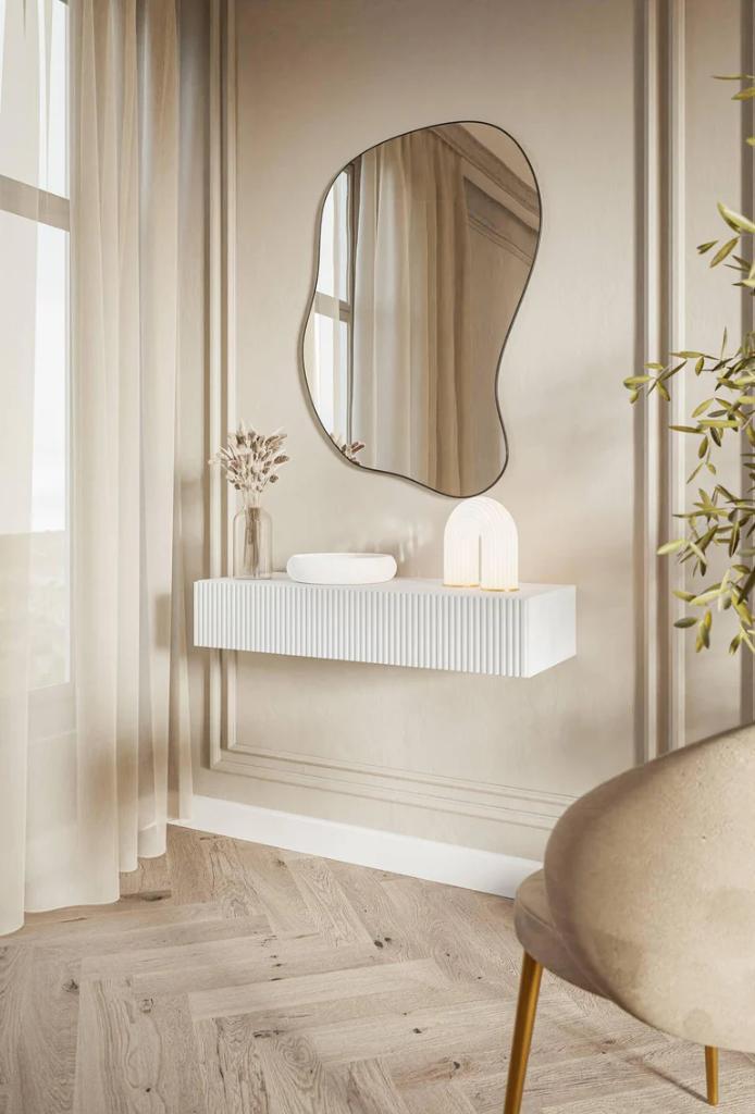 kaptafel wit muurmodel + spiegel nieuw in doos, Huis en Inrichting, Tafels | Kaptafels, Nieuw, Ophalen