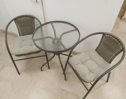 Ensemble de tables et chaises pour terrasse, Tuin en Terras, Tuinsets en Loungesets, Zo goed als nieuw, Tuinset, Aluminium, 2 zitplaatsen