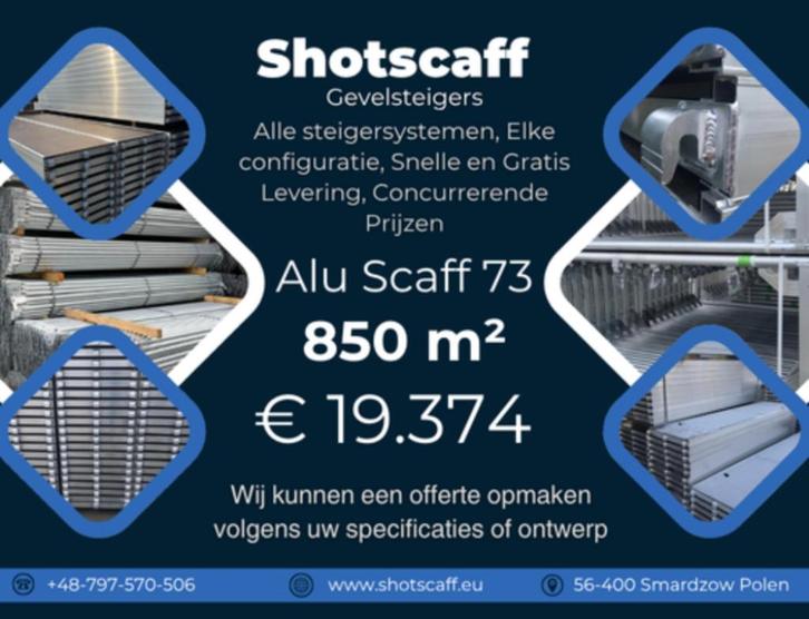 Nieuwe Alu Steiger Baumann | 850 m² | Levering, Doe-het-zelf en Bouw, Steigers, Nieuw, Gevelsteiger, 5 meter of hoger, Verzenden