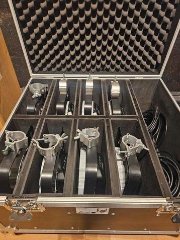 8x showtec compact par 7 tri +  flightcase + klemmen beschikbaar voor biedingen