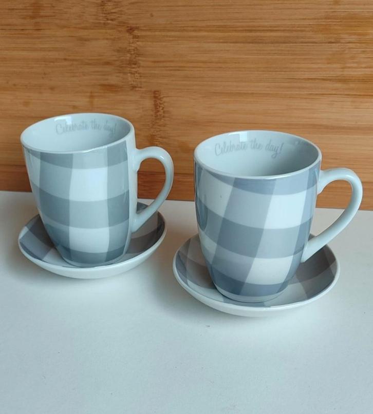 2 tasjes met ondertasjes, Huis en Inrichting, Keuken | Servies, Nieuw, Kop(pen) en/of Schotel(s), Porselein, Ophalen of Verzenden