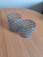 Glazen windlichten Pomax, Huis en Inrichting, Ophalen, Blauw, Zo goed als nieuw, Kandelaar