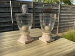 Glazen decoratie op stenen voet., Tuin en Terras, Tuinvazen, Ophalen, Zo goed als nieuw