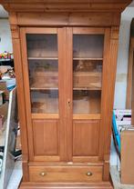 Oude vitrinekast: 2-deurs met glas, legplanken + schuif, Huis en Inrichting, Ophalen, Gebruikt, Glas, 150 tot 200 cm