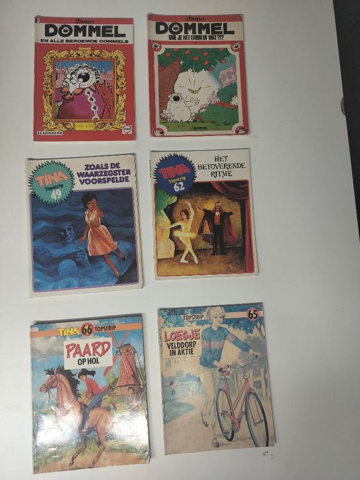 Strips Dommel (2stuks) Tina (5stuks), Boeken, Stripverhalen, Gelezen, Meerdere stripboeken, Ophalen of Verzenden