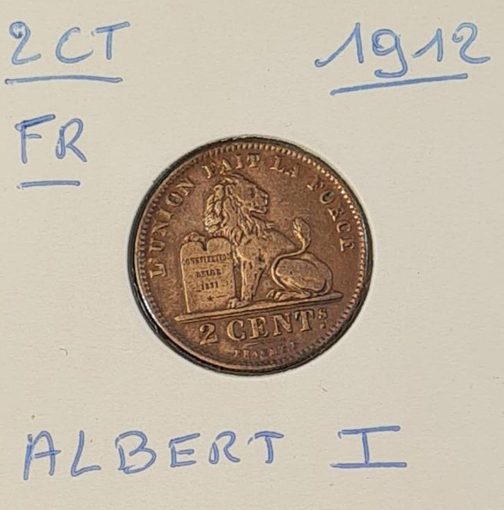 België 2 centimes, 1912, Postzegels en Munten, Munten | België, Losse munt, Ophalen