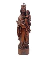 Madonna en Kind Jezus — 19e eeuwse houten sculptuur, Antiek en Kunst, Antiek | Religieuze voorwerpen, Ophalen of Verzenden