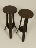 Set van 2 Houten Krukjes - Brutalistische Stijl, Ophalen, Gebruikt, 60 tot 90 cm, Hout