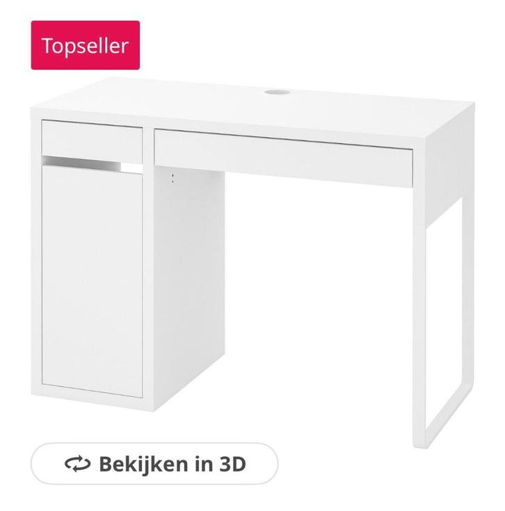 Kinder Bureau WIT + Bureau stoel grijs, Huis en Inrichting, Bureaus, Zo goed als nieuw, Stabureau, Ophalen
