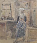 Eugène BOUDIN - Aquarel 1870 - Bretons, Antiek en Kunst, Kunst | Schilderijen | Klassiek, Verzenden