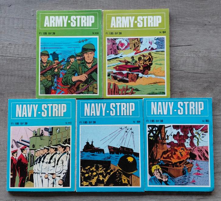 Army-strip (x2) en Navy-strip (x3), Boeken, Stripverhalen, Gelezen, Meerdere stripboeken, Verzenden