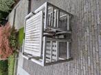 vierkante tafel met 4 stoelen in teak., Tuin en Terras, Tuinmeubel-accessoires, Ophalen, Gebruikt