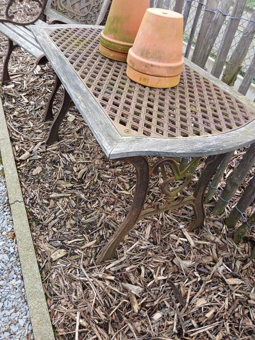 Ijzeren tuintafel + stoel, Tuin en Terras, Tuintafels, Gebruikt, Ophalen