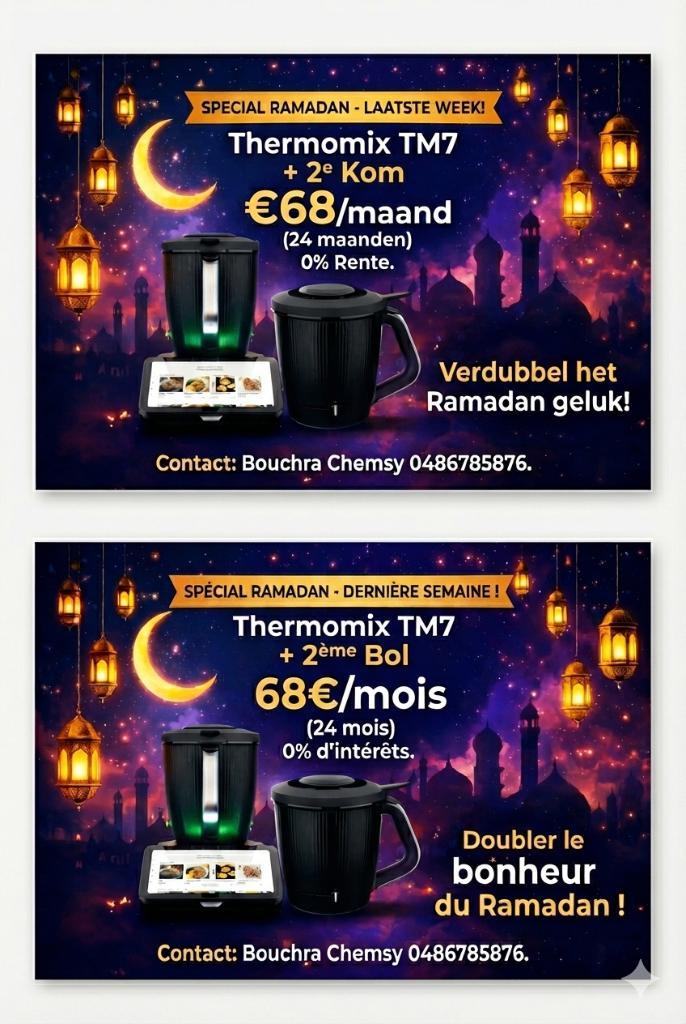 NOUVEAU Thermomix TM7+2eme bol - Promo Ramadan 0 % d'intérêt, Electroménager, Mélangeurs de cuisine, Neuf, 2 à 3 litres, 3 vitesses ou plus