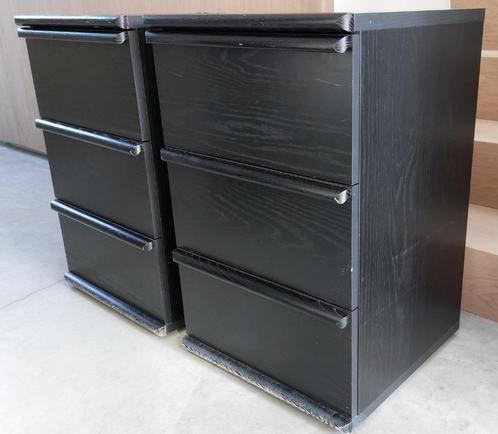 Zwarte ladenblok / nachtkastje  (brxdxh 45x42x70 cm), Huis en Inrichting, Slaapkamer | Nachtkastjes, Gebruikt, 55 tot 70 cm, 45 tot 65 cm