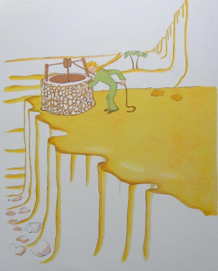 ANTOINE DE SAINT-EXUPERY / PETIT PRINCE / KLEURLITHO 40x31cm, Antiek en Kunst, Kunst | Litho's en Zeefdrukken, Ophalen of Verzenden