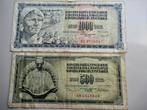 Joegoslavië 2 biljetten 500 - 1000 dinara, Ophalen of Verzenden, Joegoslavië