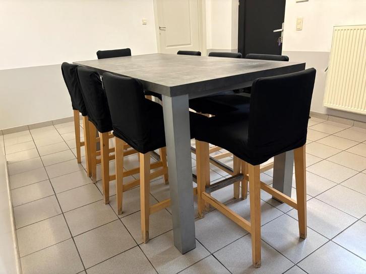 Bartafel, hoge tafel met 8 barkrukken, Huis en Inrichting, Tafels | Statafels, Gebruikt, Ophalen