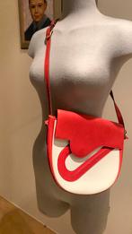 Prachtige vintage handtas Delvaux rood/ wit, Verzenden, Zo goed als nieuw, Rood