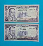 Morocco  2 x 5 MAD 1970    Following serial numbers  UNC !!!, Ophalen of Verzenden, Bankbiljetten