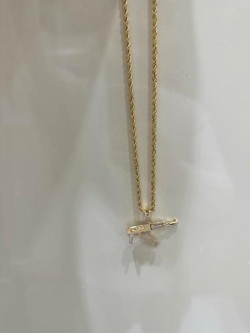 Chaîne corde en or et pendentif Or 18 carats, Bijoux, Sacs & Beauté, Colliers, Neuf, Or, Or, Enlèvement ou Envoi