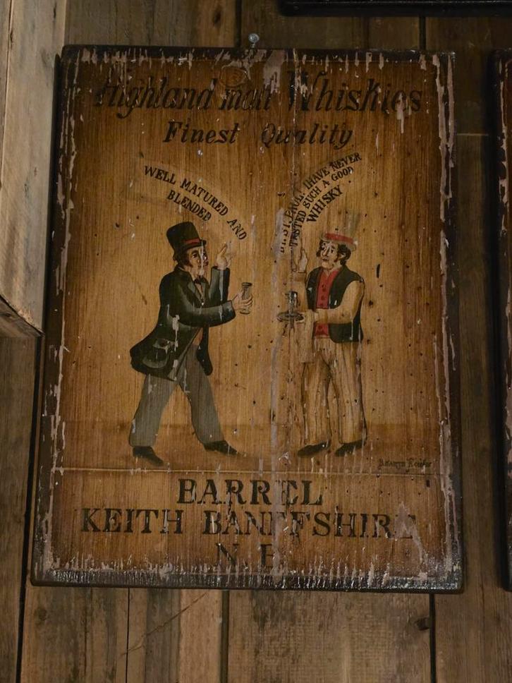 Whisky houten reclameborden Francesco Conz, jaren 70, Collections, Vins, Utilisé, Enlèvement ou Envoi