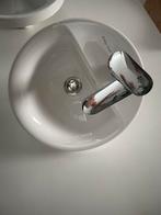 Wastafel met hansgrohe kraan, wit, rond, 38 cm, Ophalen, Zo goed als nieuw, Kraan