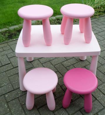 Kindertafel met krukjes Ikea Roze