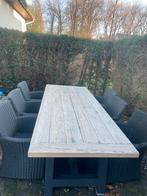 Tuintafel 2m 60 op 1 meter eik staal, Tuin en Terras, Tuintafels, Ophalen, Zo goed als nieuw