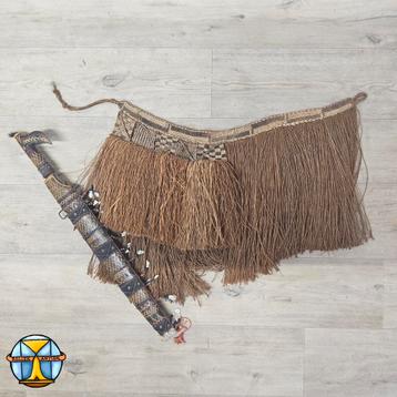Antieke Asmat, Papua New Guinea grass skirt cache-sexe (palm beschikbaar voor biedingen