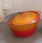 ancienne casserole en émail orange diamètre 35 cm /Ht 17 cm, Enlèvement, Utilisé, Casserole, Bidon ou Boîte