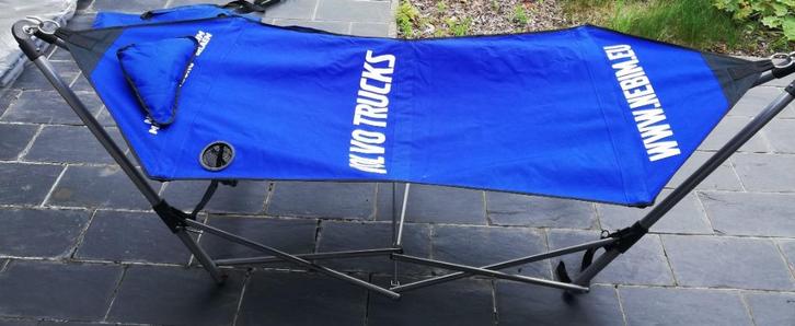 Hangmat met inklapbare standaard en draagtas., Tuin en Terras, Hangmatten, Gebruikt, Eenpersoons, Met standaard, Inklapbaar, Binnen