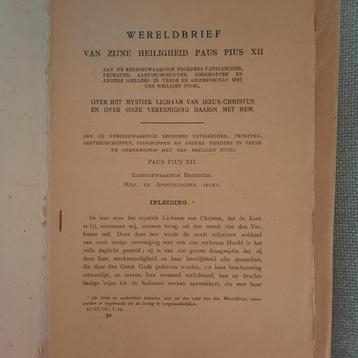 WERELDBRIEF VAN ZIJNE HEILIGHEID PAUS PIUS XII-1943 beschikbaar voor biedingen
